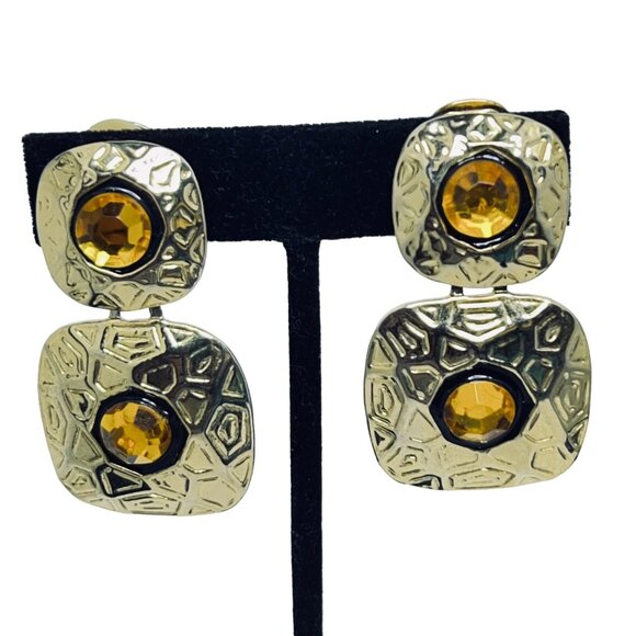 Vintage Lot of 5 Heavy Gold Tone Clip On Earrings (5505) - Picture 5 of 8